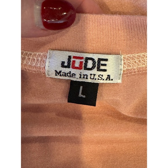 JUDE Shirt Women Large Pink Lace Up Knit‎ Lightweight Pullover Athleisure USA - Picture 8 of 9